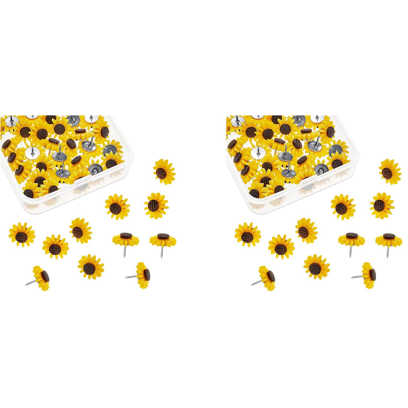 Jnchdghwa Sunflower Push Pins Sunflower Tacks Flower Cork Board Tacks Sunflower Thumb Tacks for Photos Wall Maps (80PCS)