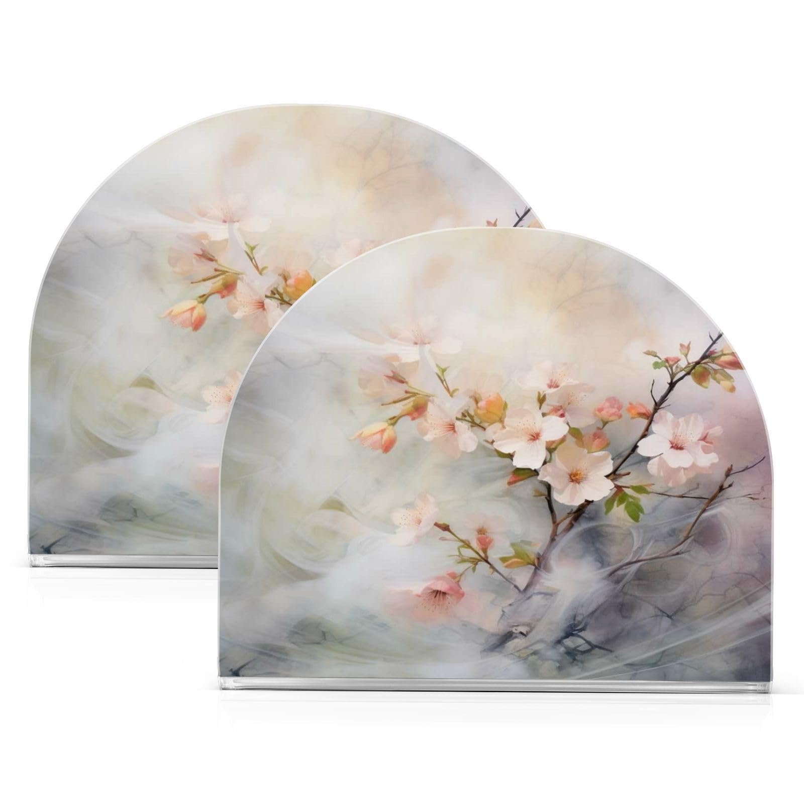 Spring Cherry Blossom Flowers Napkin Holder for Tables Paper Cocktail Napkin Holders for Kitchen and Dinning, Acrylic Dinner Napkin Dispenser for Restaurant Home Decor Bar Accessories 1 Pack