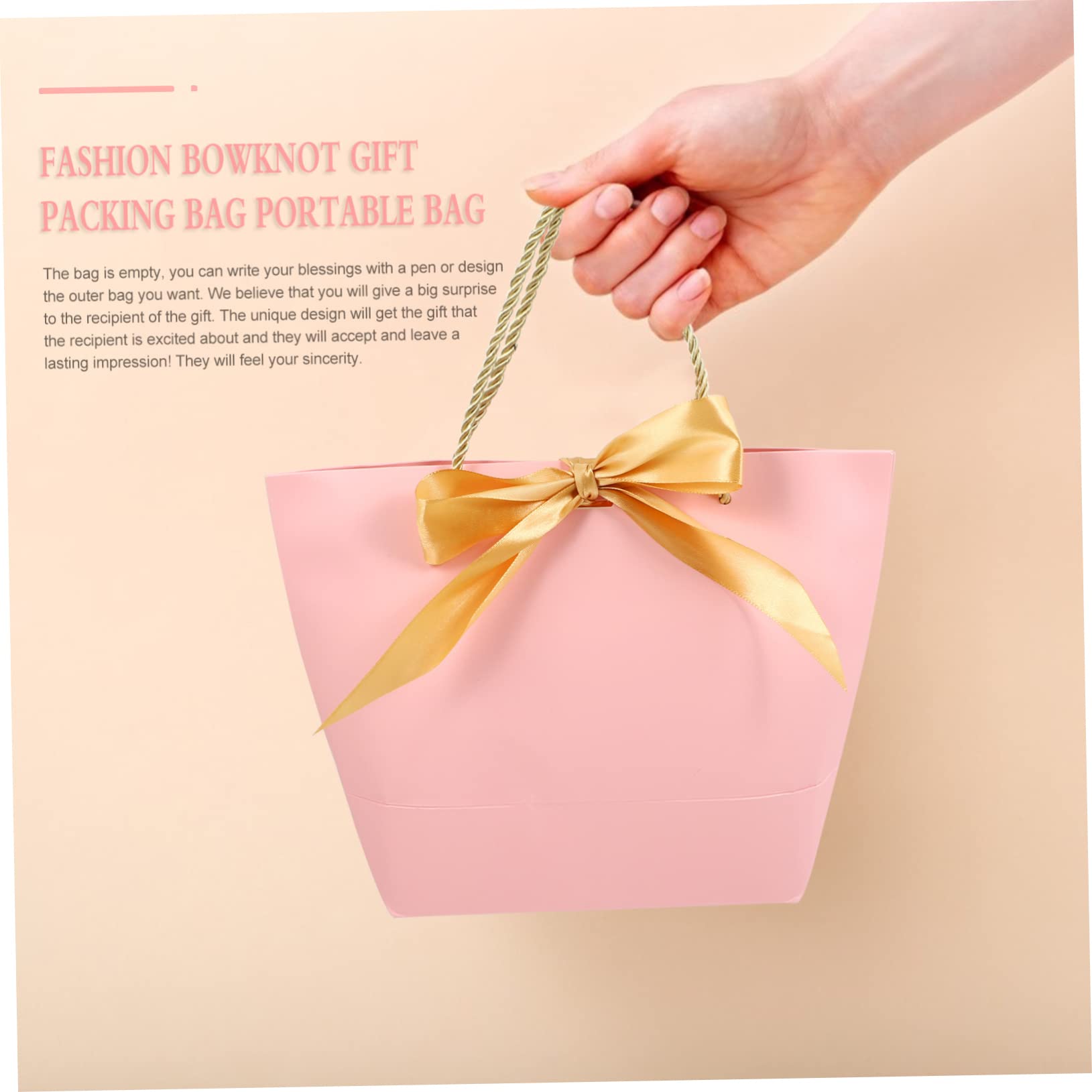 NIYANGLE Papier Verkaufstüten Wiederverwendbar Rosa 12 Stück mit Schleifenmuster Praktische Tragetaschen für Geschenke und Kleidung