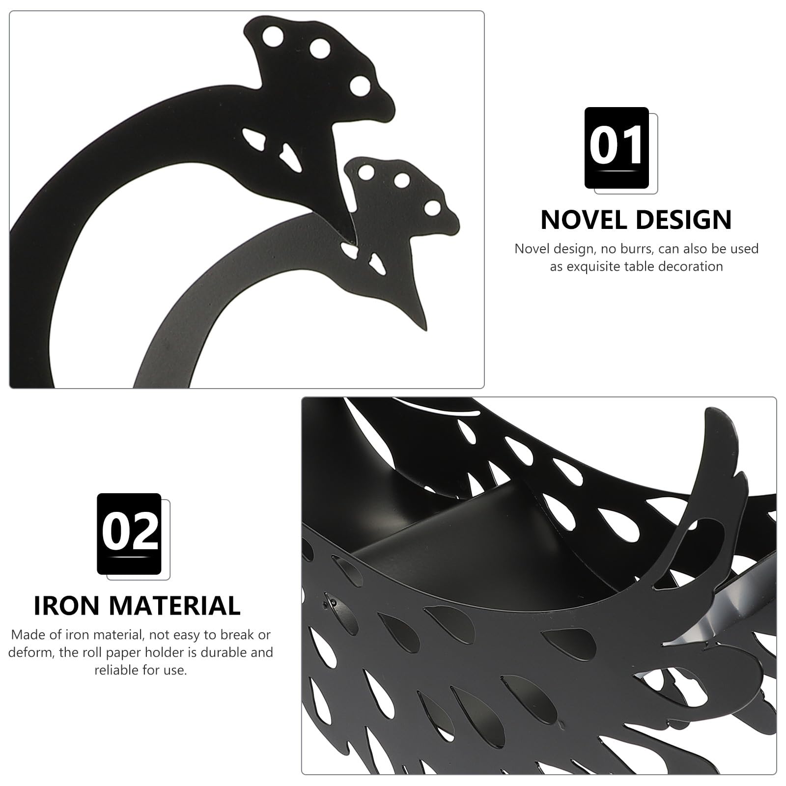Soporte para Papel Higiénico de Metal con Forma de Ave Exótica, Soporte para Toallas de Papel de Cocina, Negro, Hierro, Almacenamiento y Decoración de Sobremesa para Baño y Salón