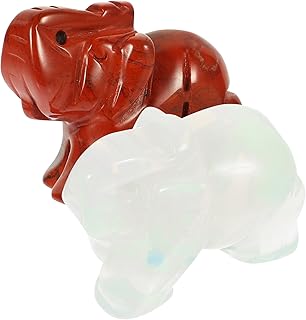 IMIKEYA 2Pcs Crystal Elephant Decor: Cute Elephant Statue Crystal Rose Quartz Elephant Sculpture Lucky Elephant Figurines for Home Office Table Decor Collectible Elephant Gift 1.5
