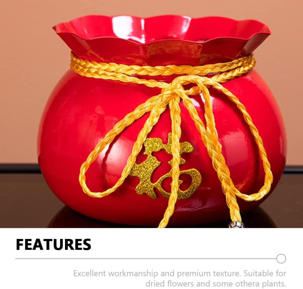 1pc Treasure Bowl Luck Pail Decor Indoor Flowerpots Iron Art Flower Pot Chinese Style Flowerpot Flower Pot Adornment Chinese Style Planting Container Chic Iron Flowerpot