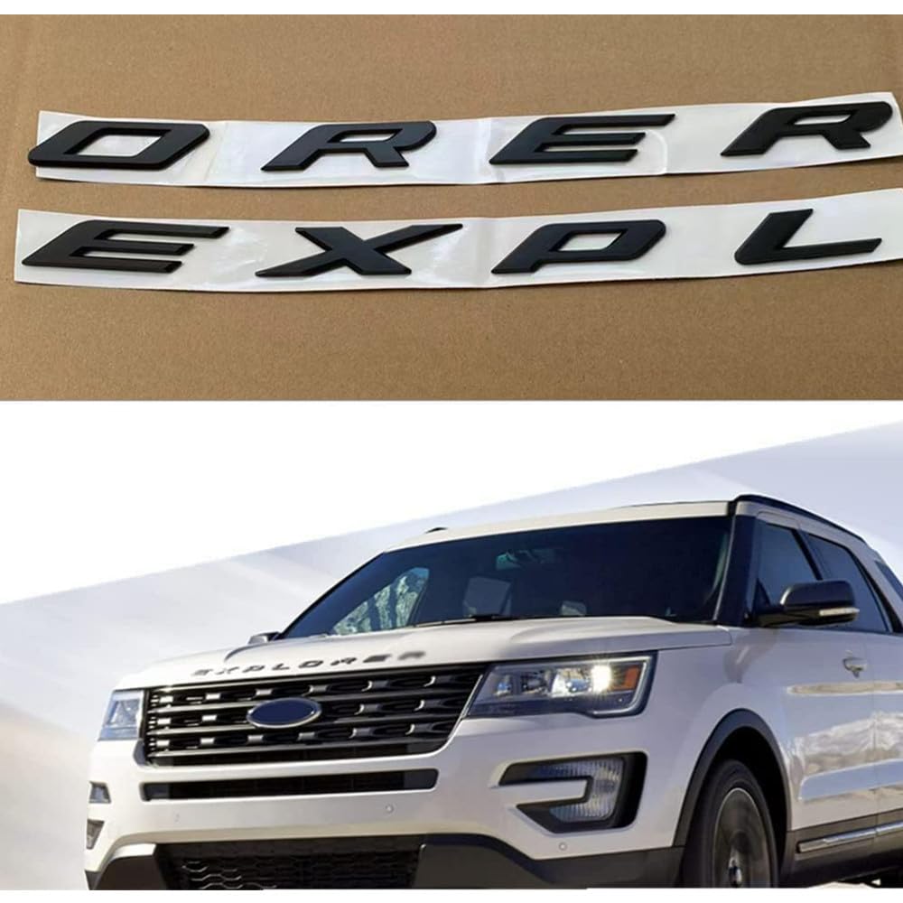 1PCS Matte Black ABS Front Hood Emblem 3D Letters Compatible for 2011-2020 orer Expl Stickers (Matte Black)