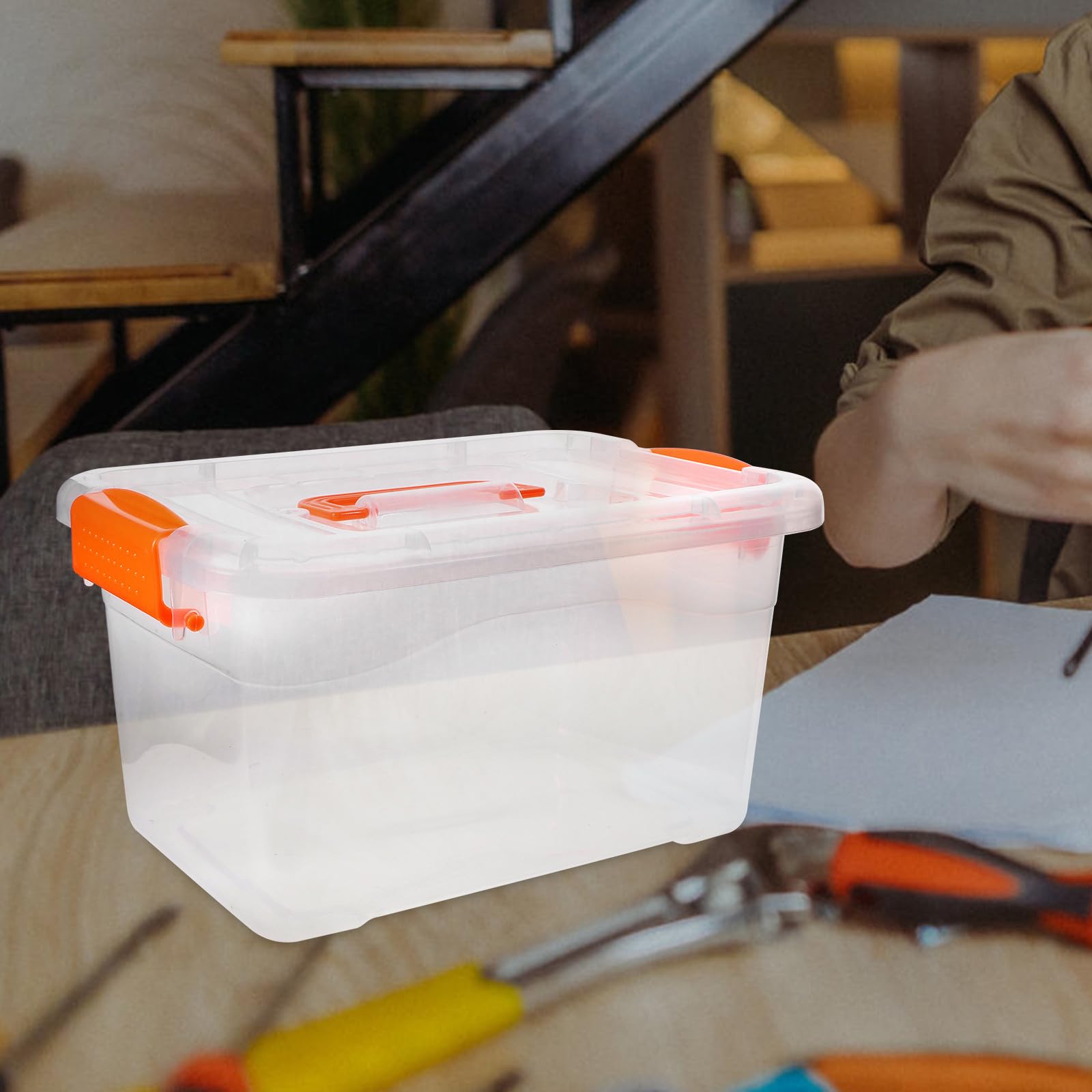6 Cajas de Almacenaje Transparentes para Organizar Ropa y Hogar Tapa y Asa de 3l Contenedores Portátiles de Plástico Pp y Abs