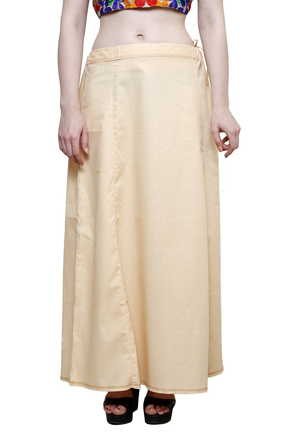 CRAFTSTRIBE Women Petticoat Cotton Saree Inskirt Underskirt Sari Innerwear Beige Skirt