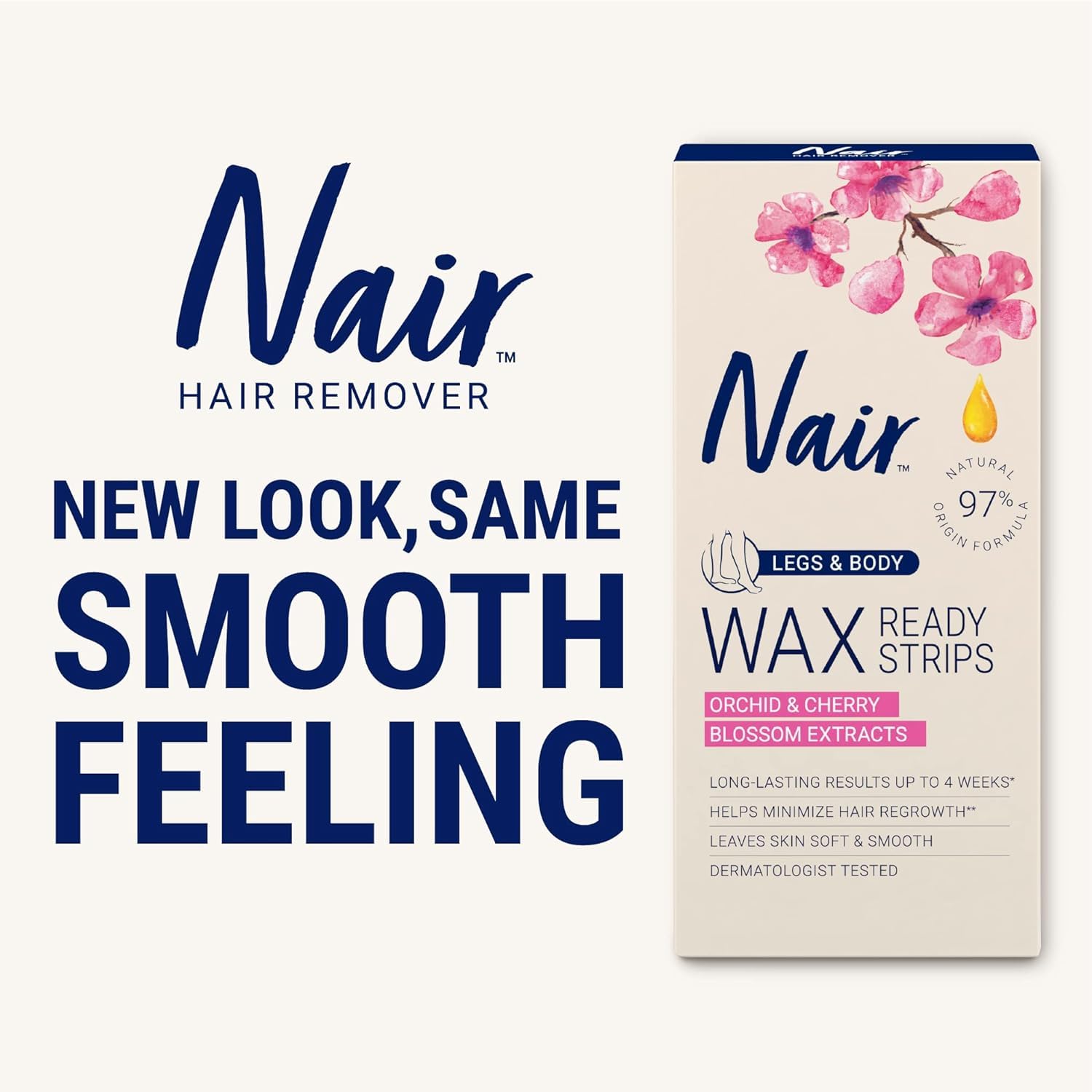 Nair Hair Remover Wax Ready-Strips 40 Count Legs/Body (2 Pack)
