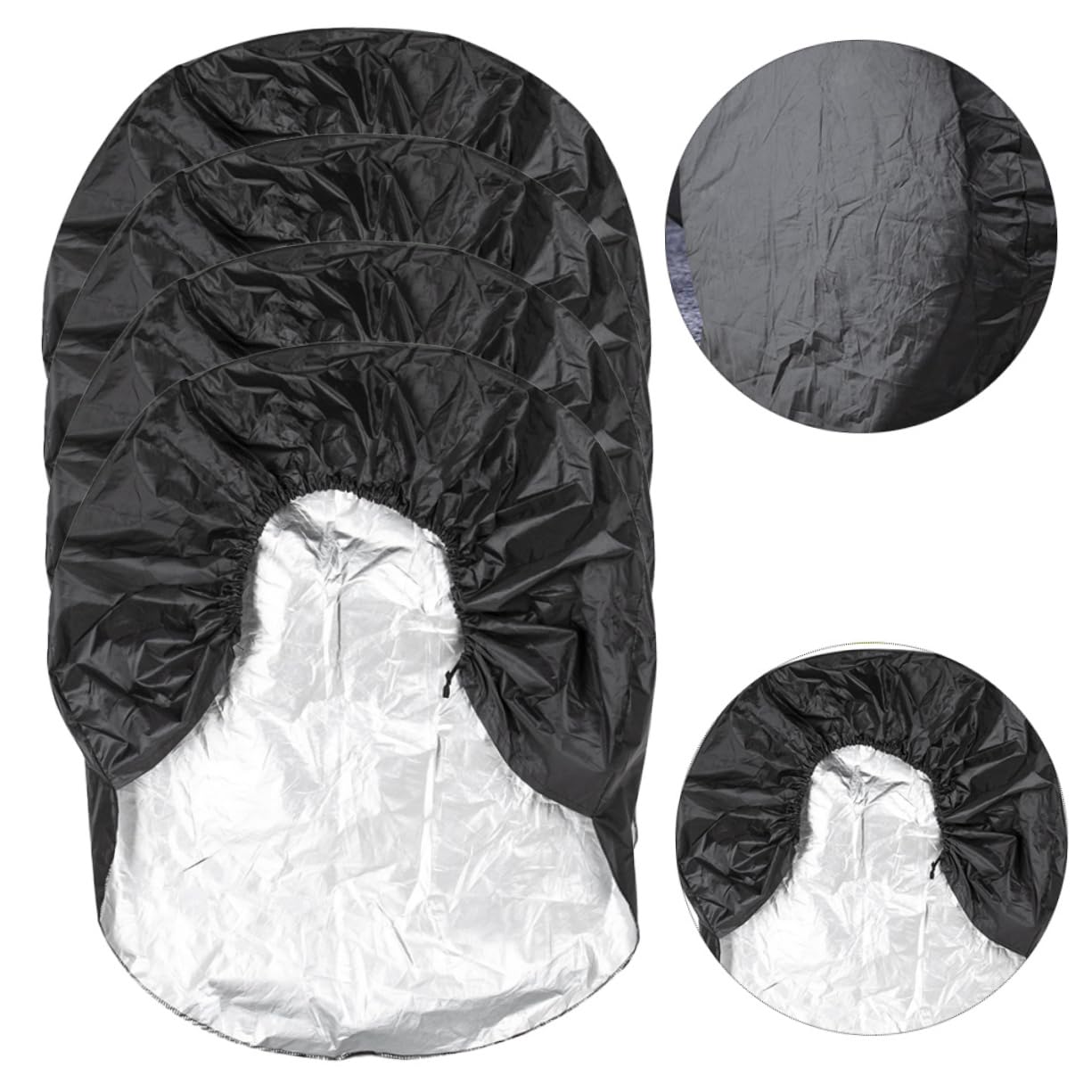 Cabilock Copriruote 4 Pezzi per Camper e Roulotte, in Poliestere Taffeta 190t Nero, Protezione da Pioggia, Sole e Polvere per Pneumatici