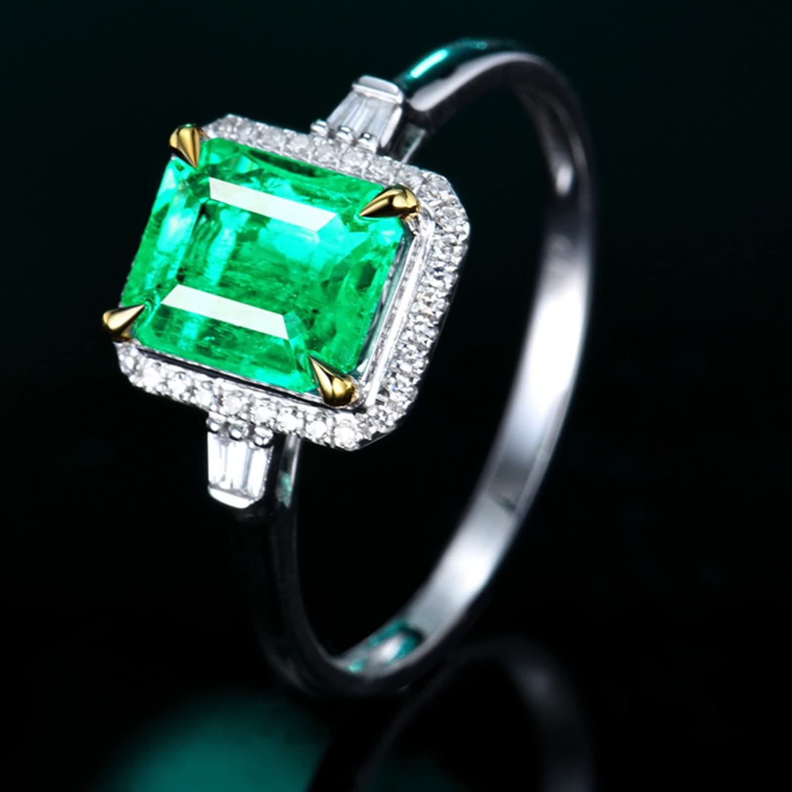 Anillos Mujer Esmeralda, Anillo Mujer Noviazgo Verde Forma Rectangular para Las Vacaciones de Aniversario Del Día de San Valentín