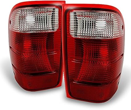 AKKON - For 01-05 Ford Ranger Pickup Truck Red Clear Lens Rear Tail Light Brake Lamps Replacement Left + Right Pair