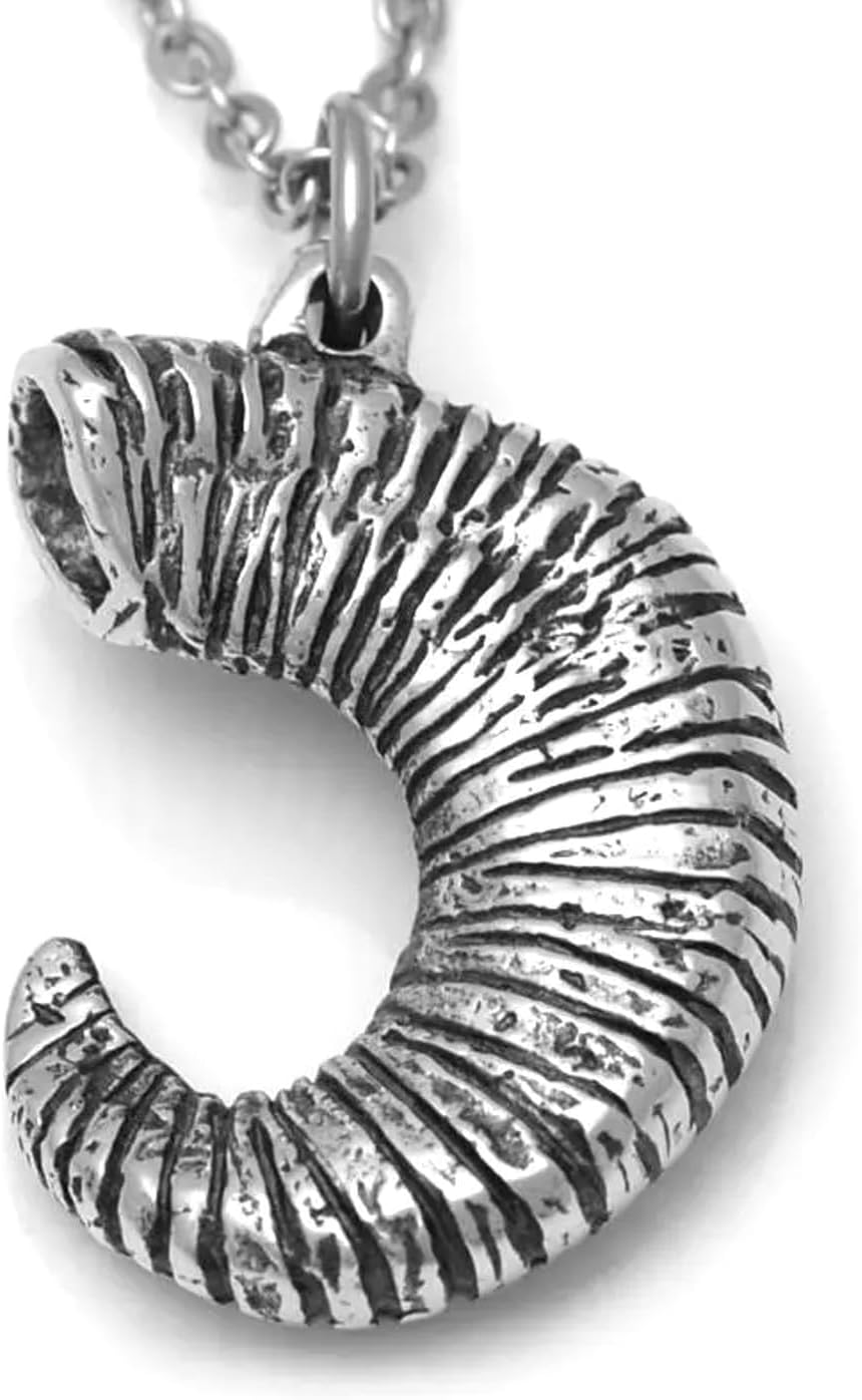 Bighorn Sheep Horn Necklace, Aries Zodiac Sign Jewelry, Ram Pendant