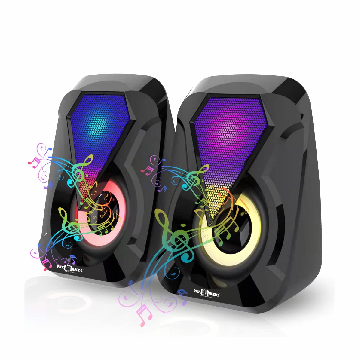 Pick Ur Needs Computer Speaker Multimedia Sound Bass Speakers with Colourful LED Modes System for PC Laptop (B0B34KLBVQ) Amazon Price History, Amazon Price Tracker