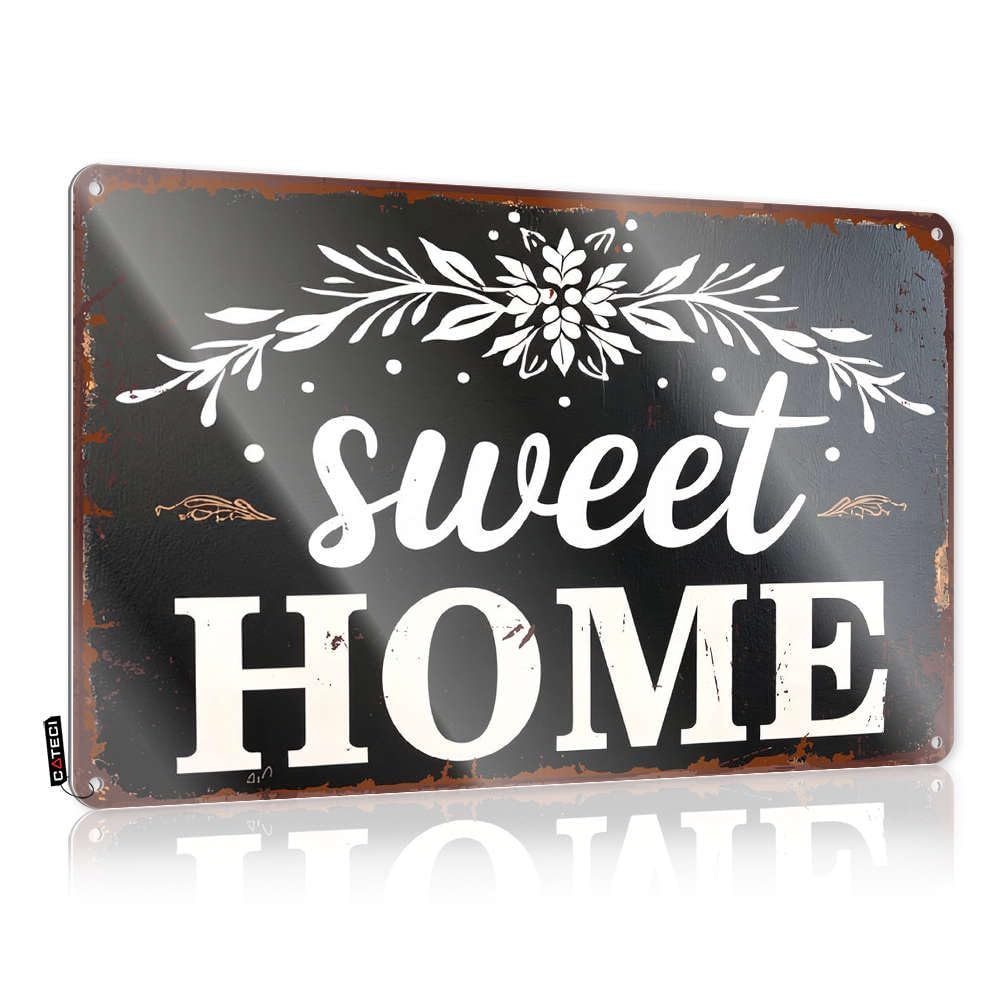 Funny Tin Signs Vintage Sweet Home Sign With Floral Design Tin Sign Decaor Sign Tin Signs(30X40CM)