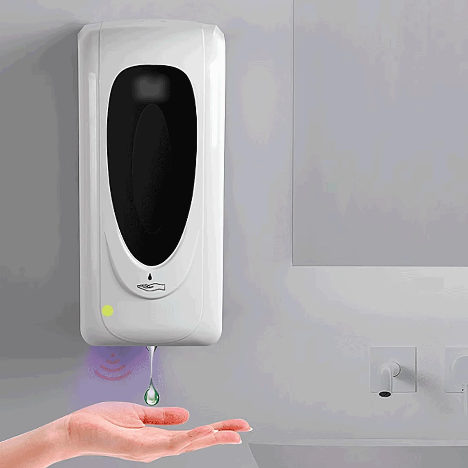 Dispensador de jabón de plástico, dispensador automático de loción, Sistema dispensador de Ducha de Montaje en Pared, Blanco, Gran Capacidad, 1000ml/35,1oz