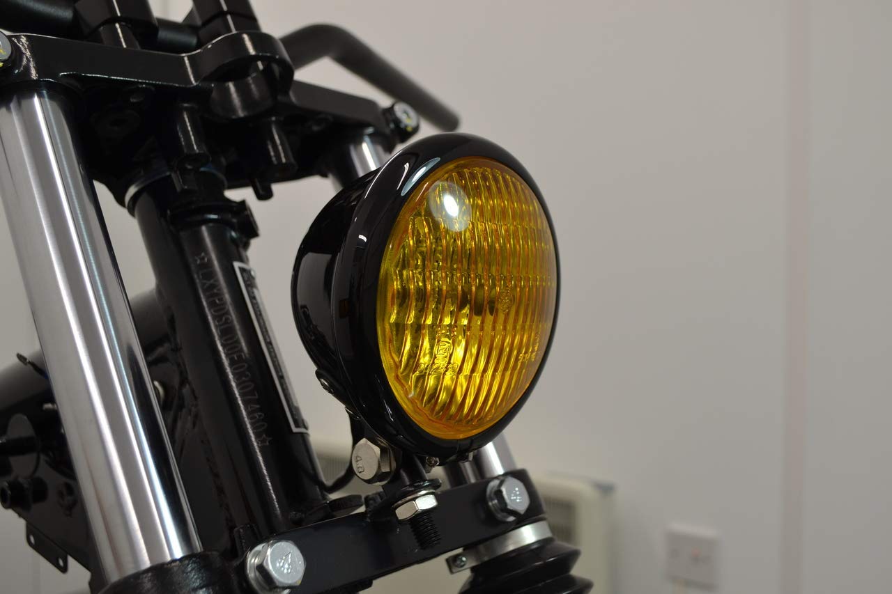 Alchemy Parts Motorbike Twin Dual Vertical Stacked Projector Headlight and Bracket Set | E-Marked | Streetfighter, Cafe Racer (40mm to 41mm