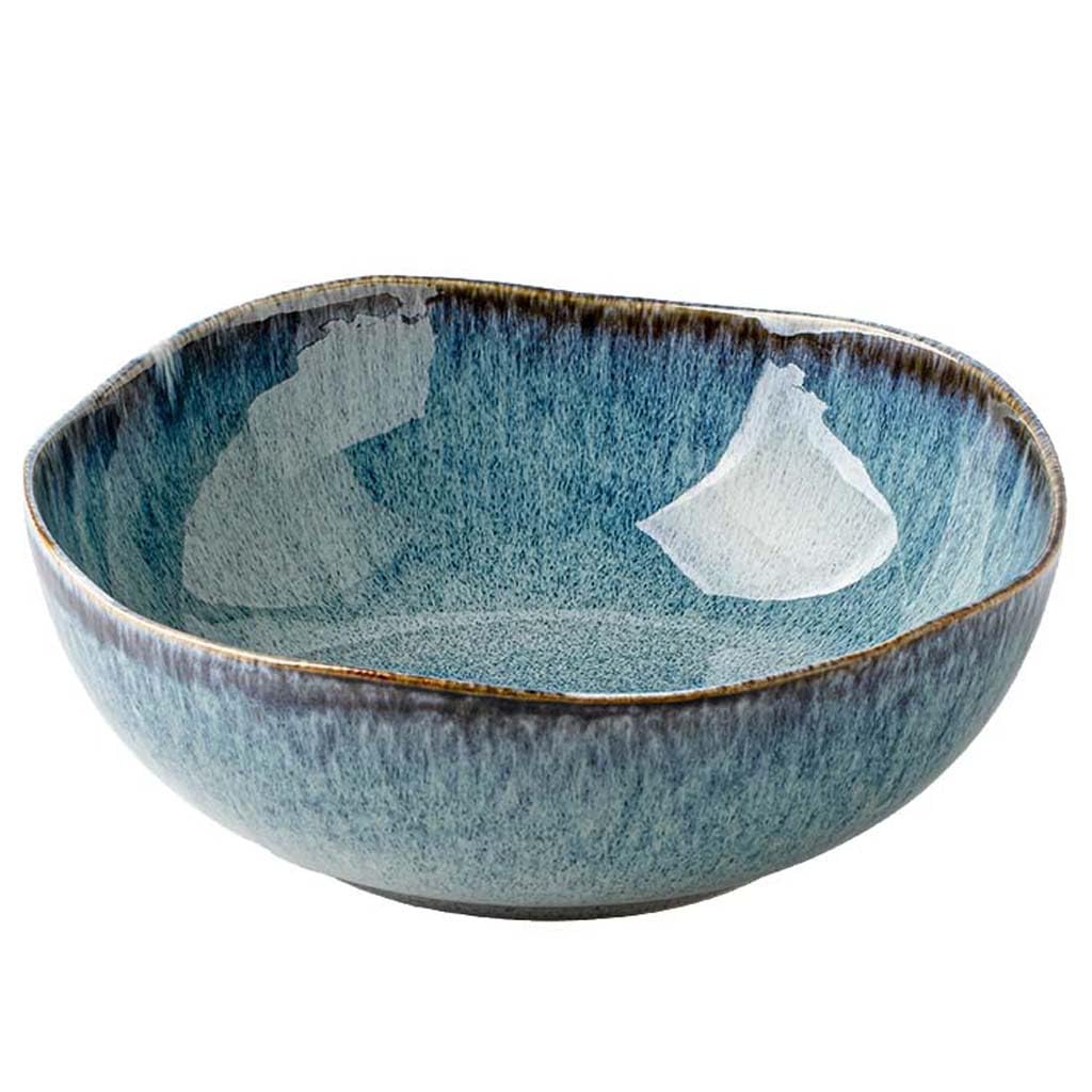 Insalatiera in Ceramica Irregolare da 9,5 Pollici, Set Completo di Piatti, Ciotola Smaltata in Forno retrò in Stile Ristorante