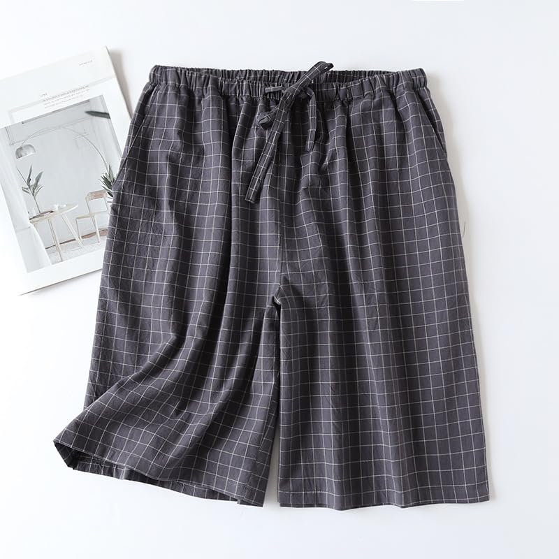 Men's Woven Sleep Shorts Cotton Plaid Pajama Short Sleepwear Soft Comfy Drawstring Sleep Lounge Pj Bottoms 3 Pack4