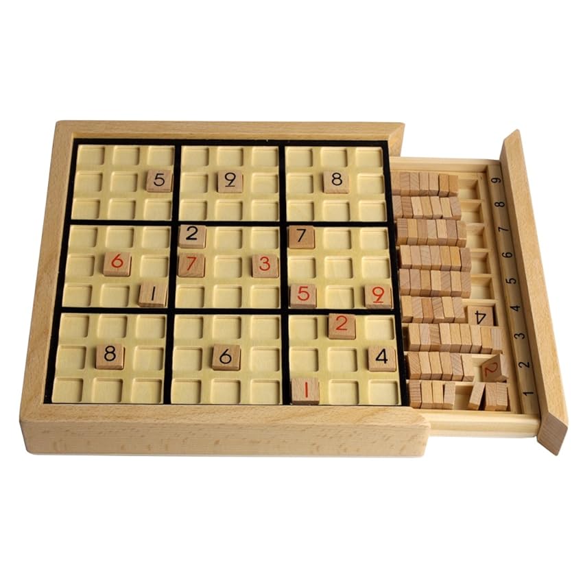 Immagine del prodotto Andux Sudoku Puzzle Gioco da Tavolo con Cassetto in Legno Numero SD-02 (nero)