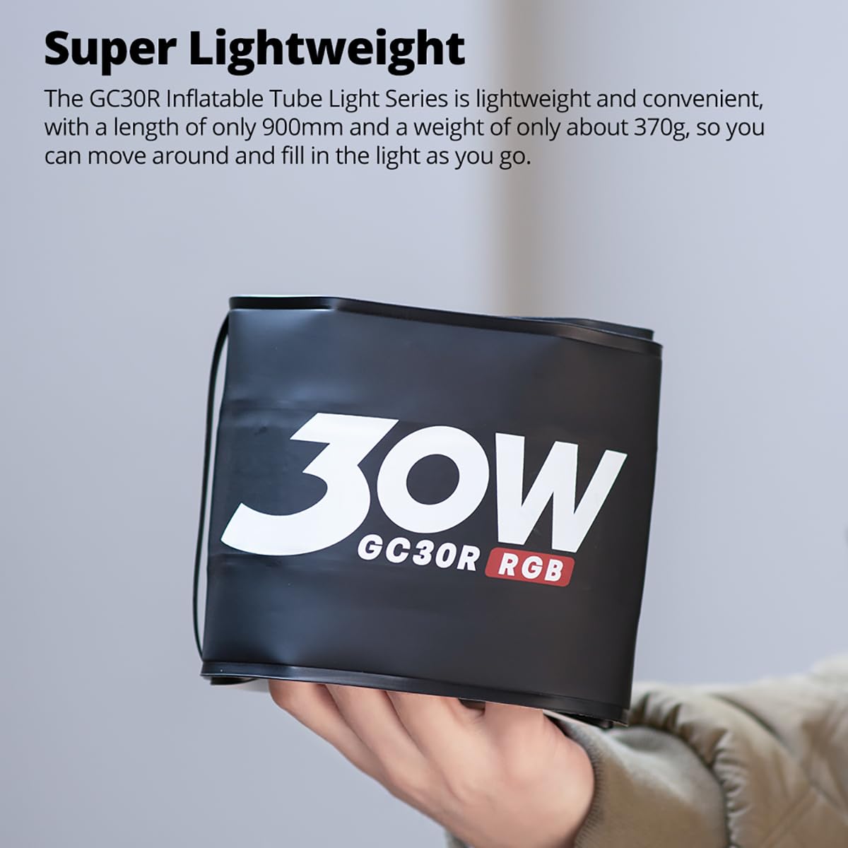 AMBITFUL GC30R 30W RGB Full-Color Tubo Gonfiabile Luce 2500K-10000K Palmare LED, CRI 95+, TLCI 96+ per Supporto Aspirazione Magnetica, Barra luminosa impermeabile LED Bacchetta di illuminazione a LED