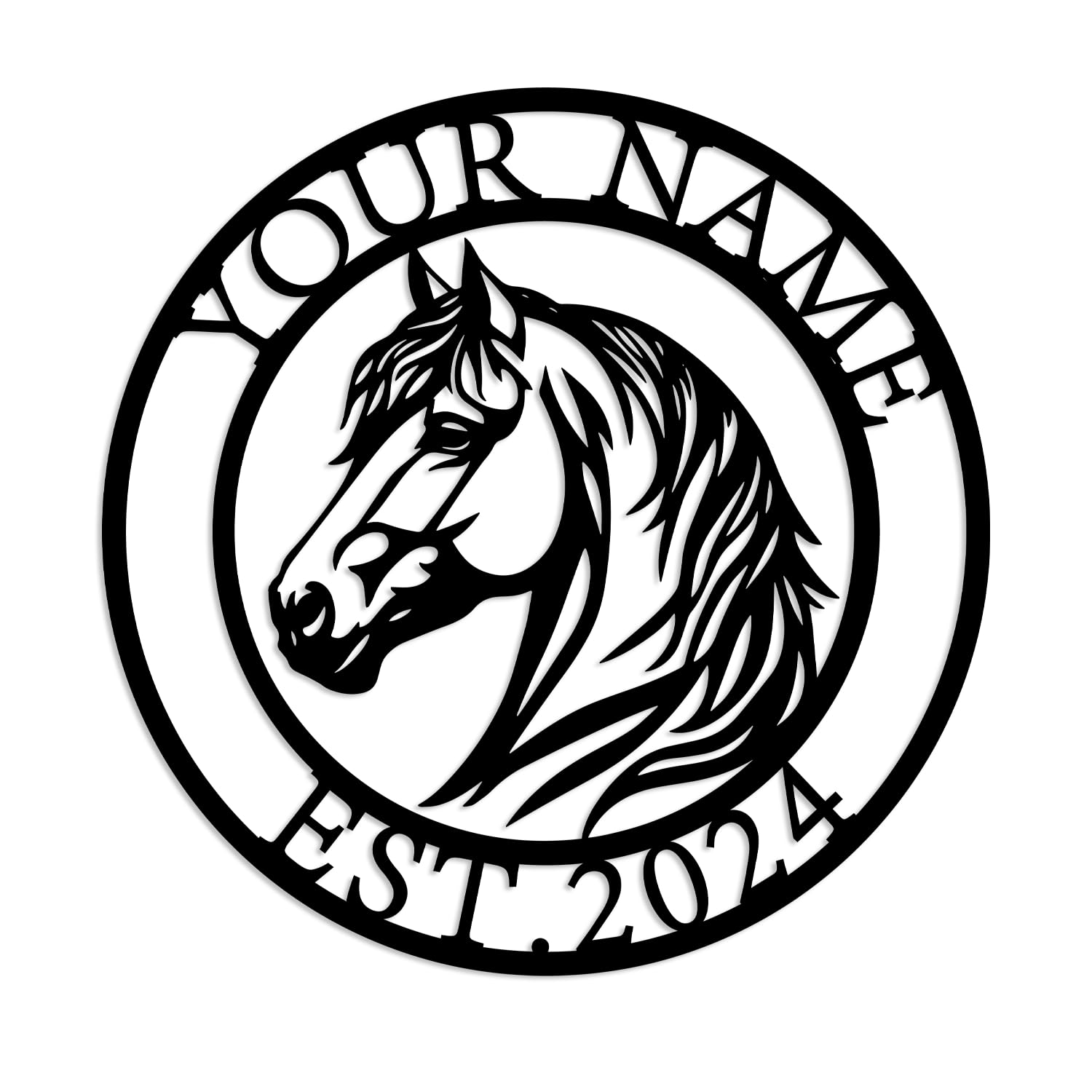 Kissesuu Horses-G Personalized Metal Sign - Custom Outdoor Horse Farm Sign, Family Name Sign, Monogram, Farmer Home & Farmhouse Decor (Horses)