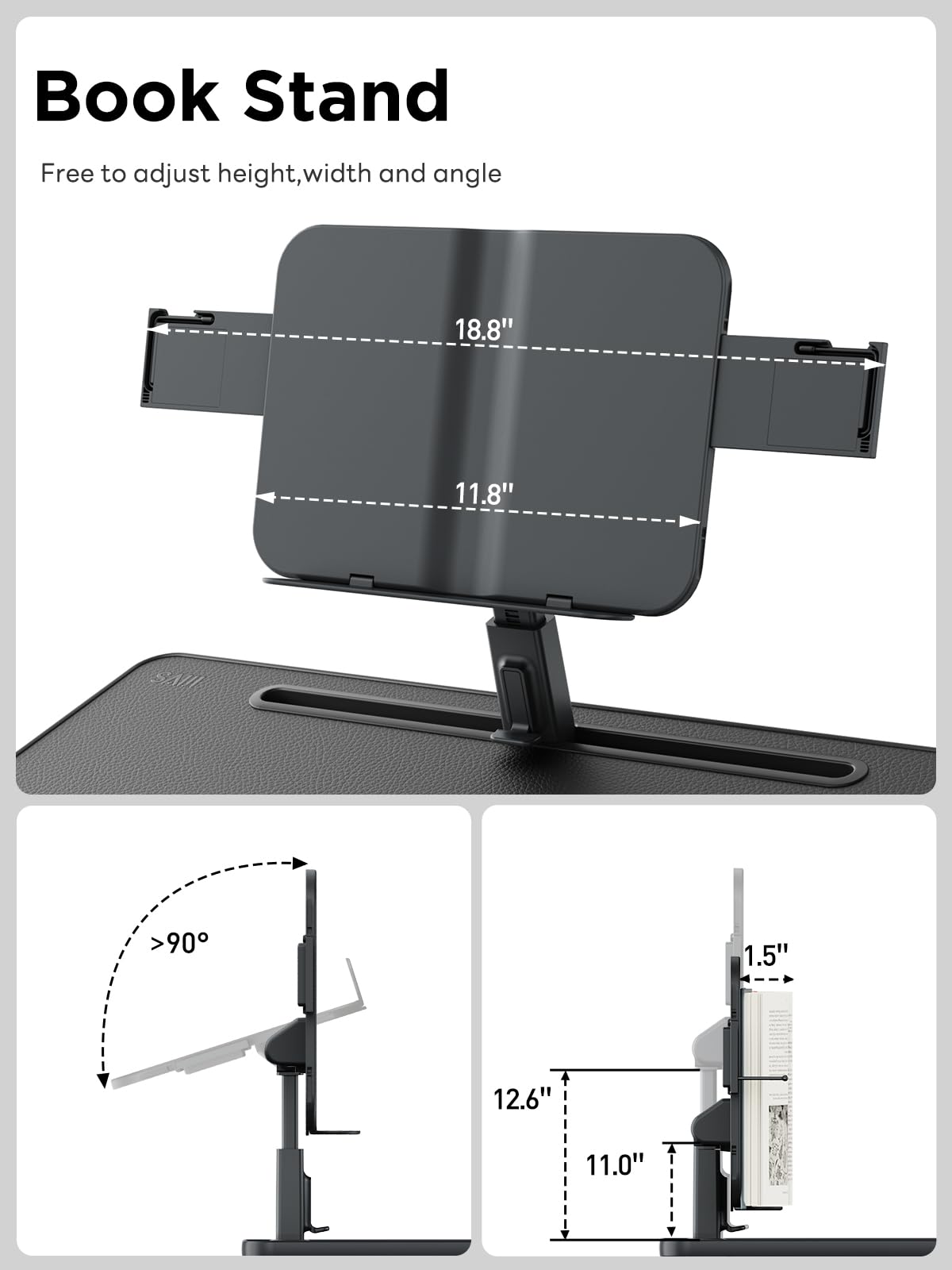 SAIJI Scrivania da letto per laptop [Premium XXL extra large] con supporto regolabile in altezza, multiuso, di alta qualità, scrivania pieghevole per laptop con cassetto portaoggetti (nero)