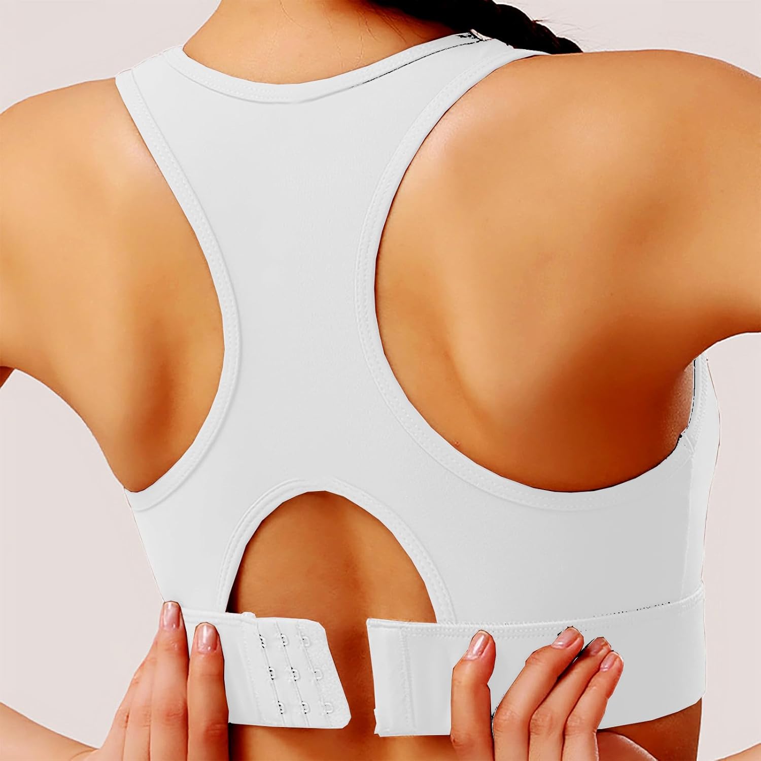 Adjustable Strap Racerback Sports Bras for Women - Padded Seamless High Support Bra for Workout Gym Yoga Large Bust - Image 3