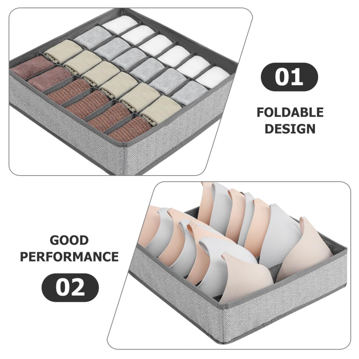 Alipis 4 Stück Teiliges Faltbares Aufbewahrungsbox Stoff Organizer für Unterwäsche Bhs Socken mit Robustem Reißfestem Oxford material Platzsparend und Vielseitig für Schubladen und