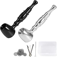 TIMSURE 2-Pack Aluminum Alloy Tobacco Pipes - 10cm Portable Smoking Set with 10 Filters, Brush, 3-in-1 Tool & Case