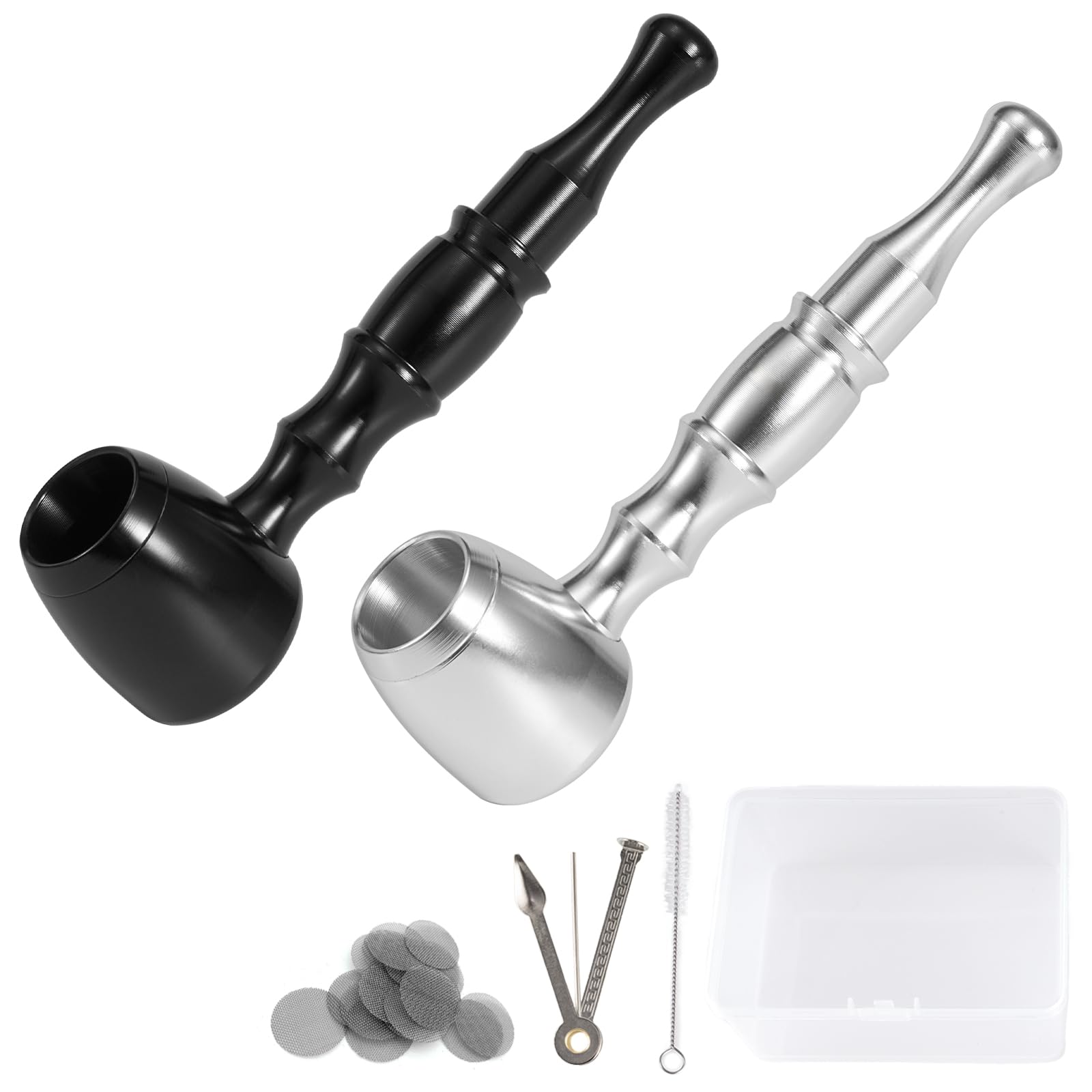 WANNTO 2-Pack Aluminum Smoking Pipe, Detachable Metal Hand Pipe
