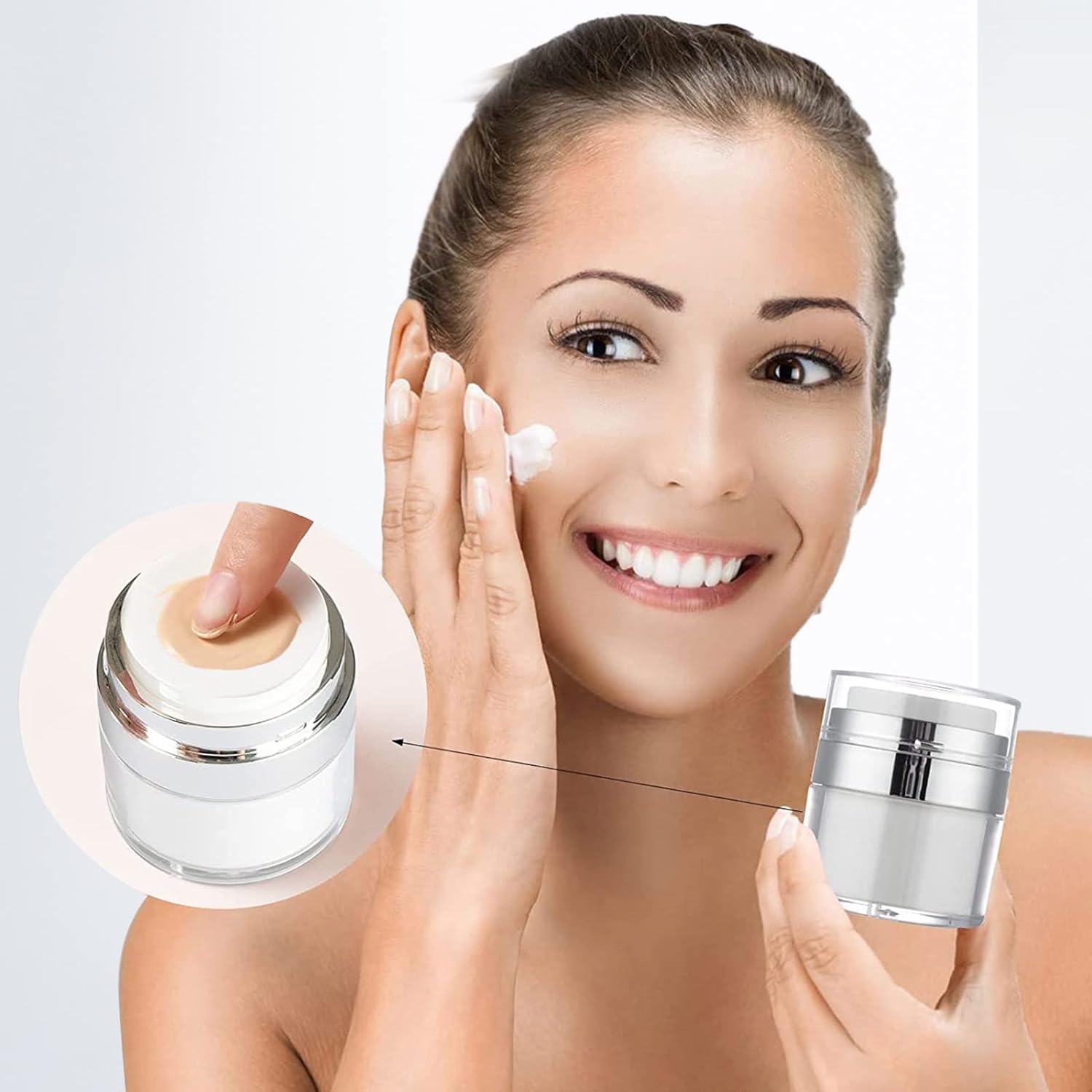 Litimkat 4 szt. Airless dozownik z pompką, 15 ml, 30 ml, do wielokrotnego napełniania, przenośny pojemnik kosmetyczny do kremu, balsamu w podróży, w domu