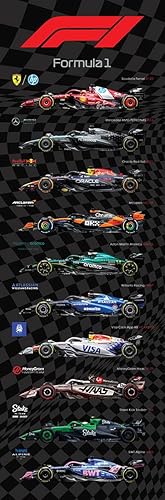 CINEMAFLIX F1 2025 Cars - Póster mide 12 x 36 pulgadas, incluye puntos adhesivos (sin marco)