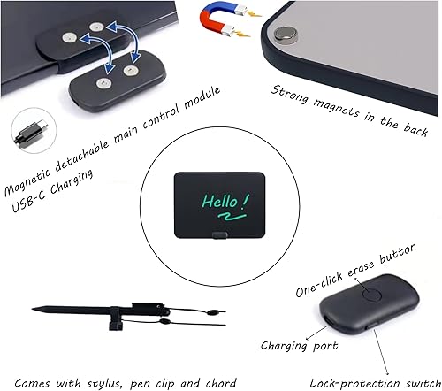 Miniatura 5 de ROYALITA Tableta de escritura LCD de 20 pulgadas, tablero de notas para nevera, borrado en seco y notas adhesivas, alternativa para el hogar y la