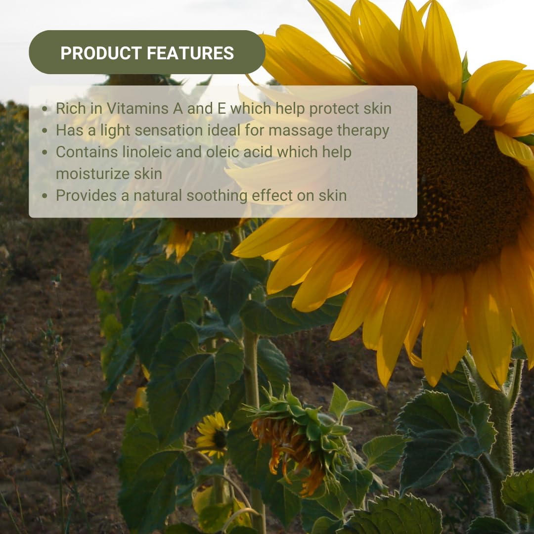 Nature Packaged Huile de tournesol (4 GAL) – Directement issue des terres agricoles EIR Oil dans les champs ensoleillés d'Espagne – Huile de support 100 % pure pour les cheveux, le visage et la peau