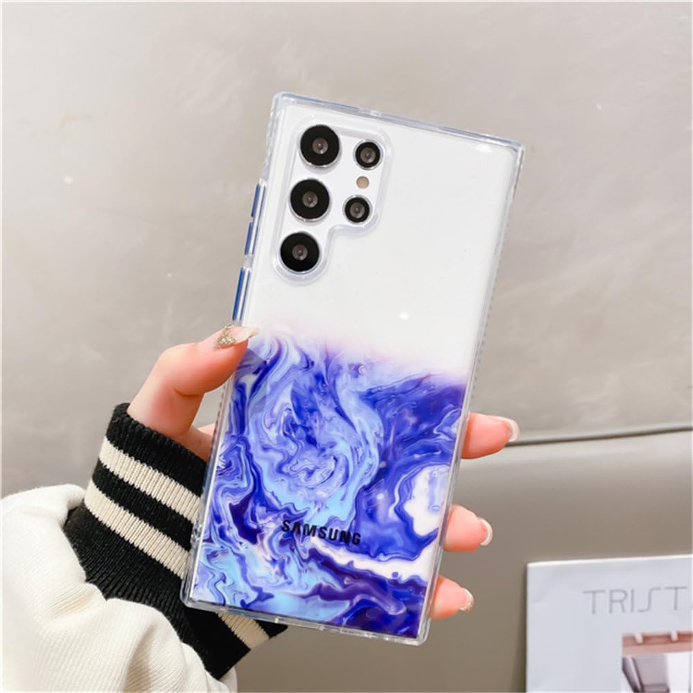 Coque antichoc Samsung S21 Ultra housse transparente marbre bleu ENILSA
