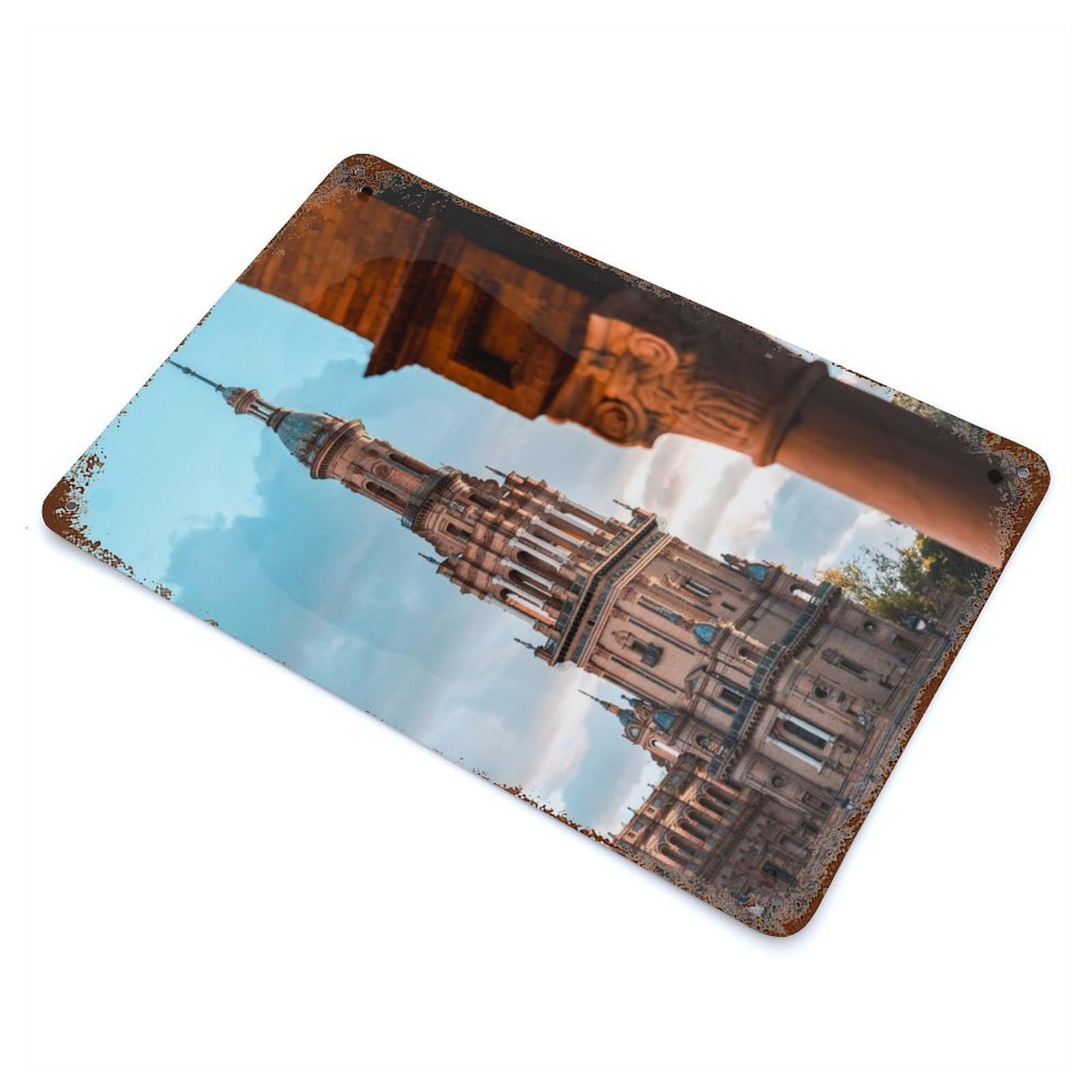 Seville 11.8"x7.9" Rusty Metal Tin Sign, Novelty Wall Decor for Cafe, Home Bar And Lounge Decor