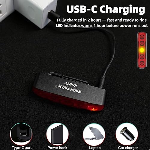 Miniatura 6 de ENFITNIX XlitET - Luz trasera inteligente para bicicleta, detección de frenos, encendido y apagado automático, 6 modos súper brillantes, luz trasera
