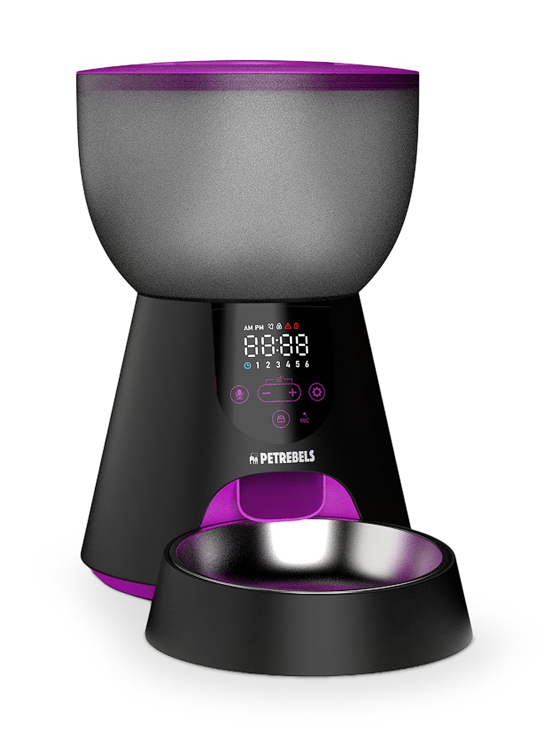 Petrebels Futterautomat Katze, Programmierbar, Mit Sprachaufnahme, 4 Liter, Touchscreen, Food-Express 515 Schwarz
