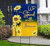 Stand With Ukraine Yard Sign - Coroplast We Stand With Ukraine Sign, Support Ukraine, Ukrainian Flag Yard Sign with Metal H-Stake, VP15160 (Multicolor, 18' x 12', Single Sided)
