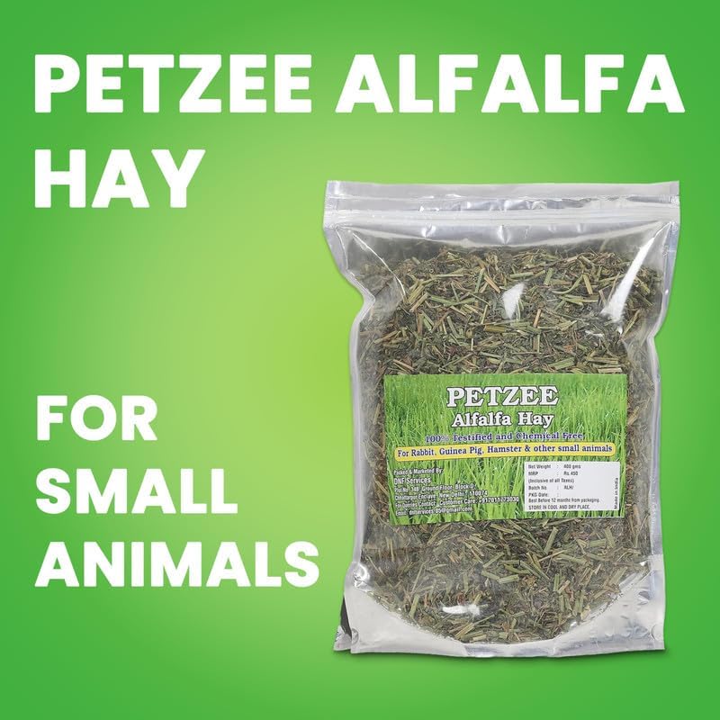 Image of Alfalfa Hay, Food for Rabbits, Guinea Pig, Hamsters and Other Small Animals (400 GMS)- Pack of 1