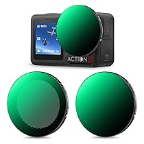 K&F CONCEPT 2 Pezzi Set di Filtri (ND2-32 ND32-512) Regolabile per DJI OSMO Action 5 Pro, Action 4, 3, Filtro Densità Neutra ND con 28 Strati di Nano Rivestimento, Fotocamera di Azione Accessori
