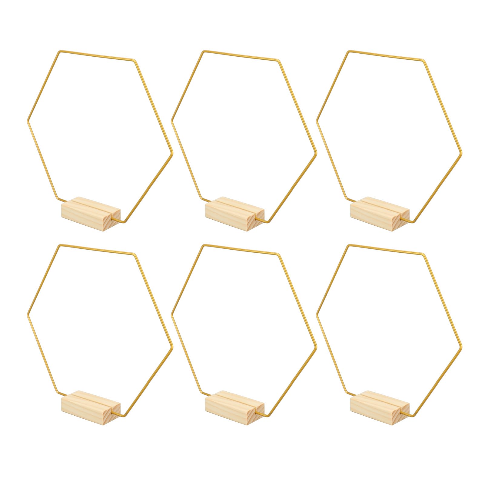 Yctze 15pcs Gold Hexagonal Floral Hoop Centress avec des Supports en Bois pour la Décoration de Mariage, l'artisanat de Bricolage et les Créations de Macrame