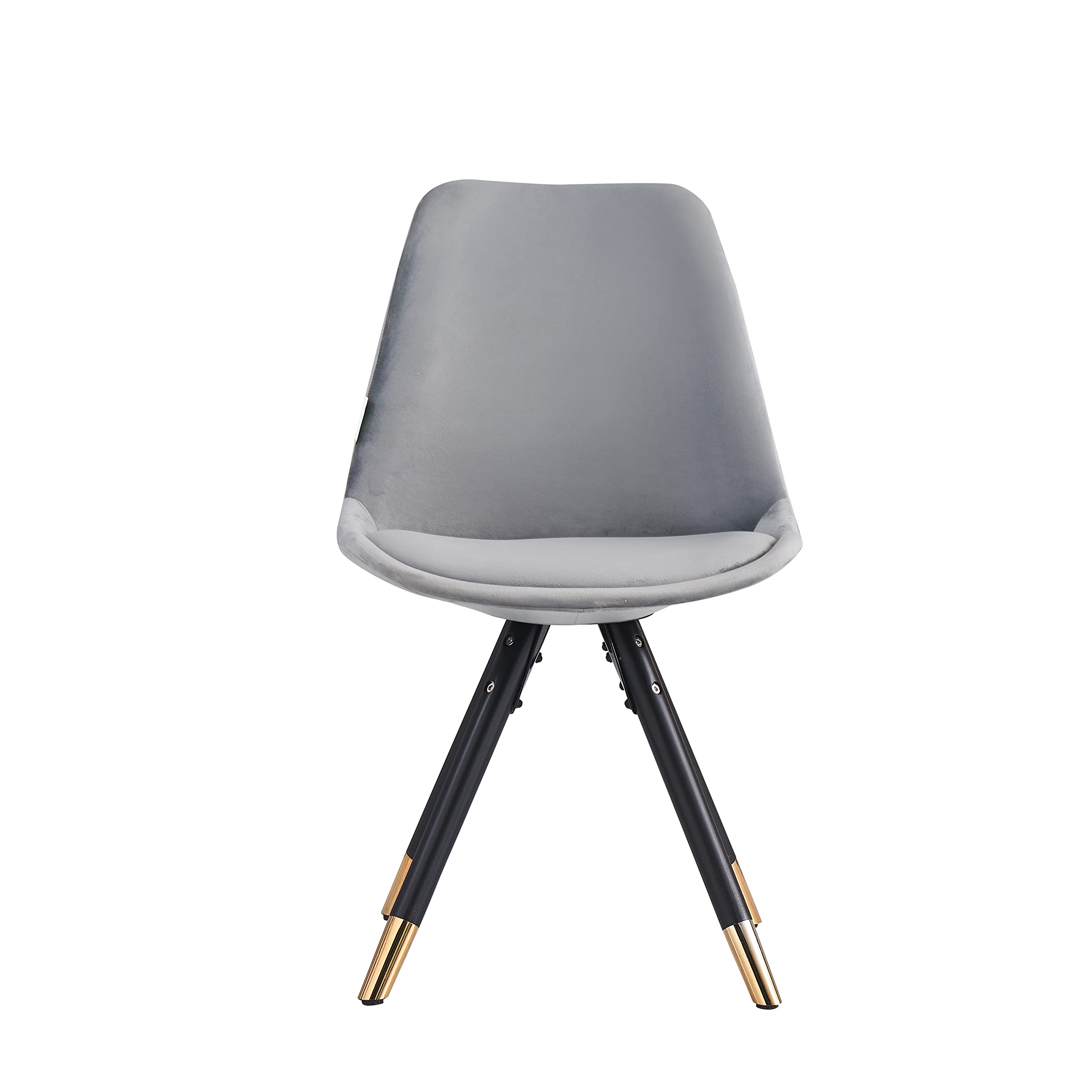 Life Interiors Unisex Light Grey Single Sofia Ergonomic Modern Dining Chair Upholstered In Velvet, Metal Legs With Gold End Caps In