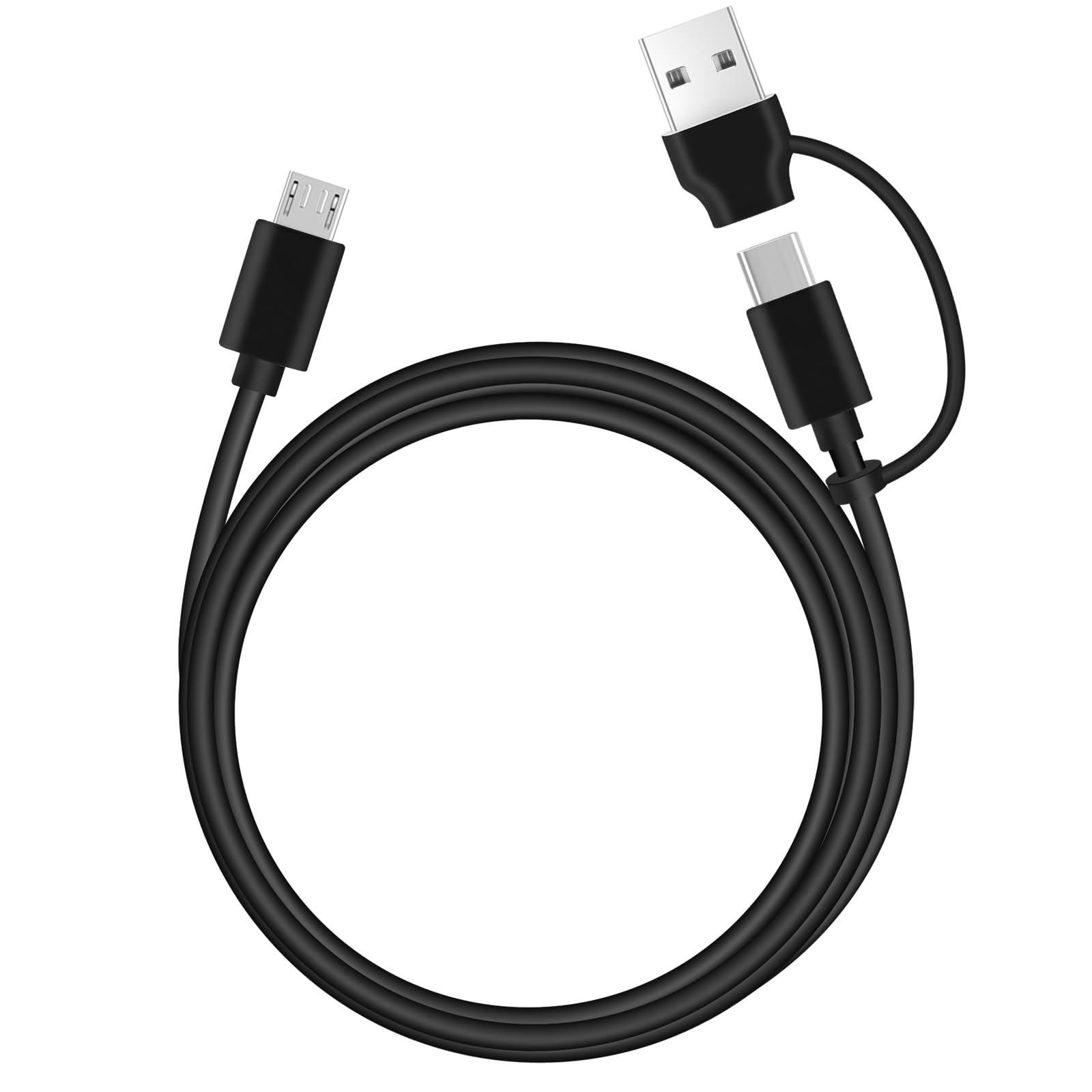 EGK Cavo di ricarica e dati da USB-C a micro USB da 1,5 m e adattatore USB, trasferimento dati 480 Mbps, per vecchi telefoni e tablet Android e tutti i dispositivi micro