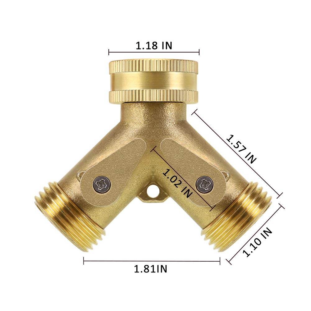 Buy Brass Garden Hose Splitter 2 Way, Heavy Duty Brass Hose Y Splitter