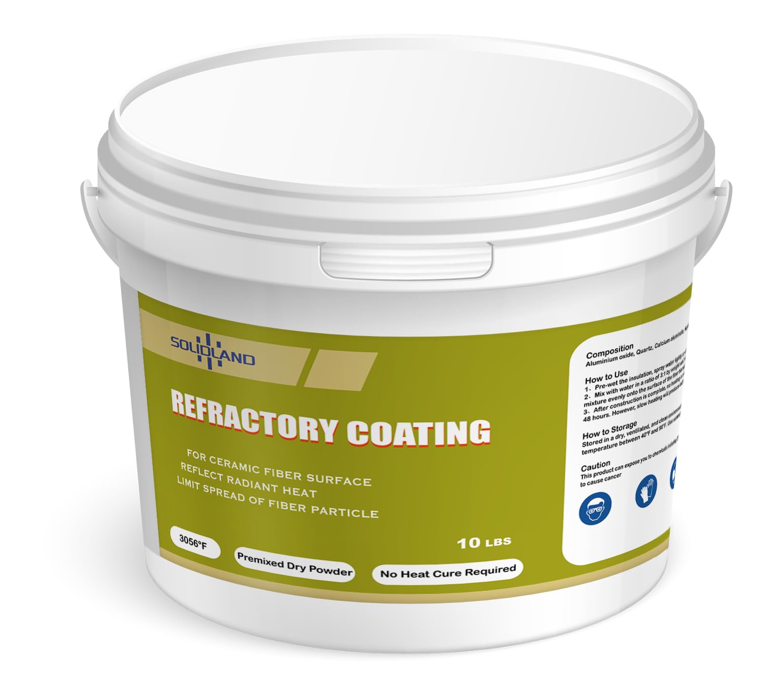 Refractory Coating - 5 LBS 3056°F High Temperature Refractory Cement Fireproof Dry Mix - for Ceramic Fiber Blankets Lining in Foundry, Forge, Kiln, Smelting Furnace and More