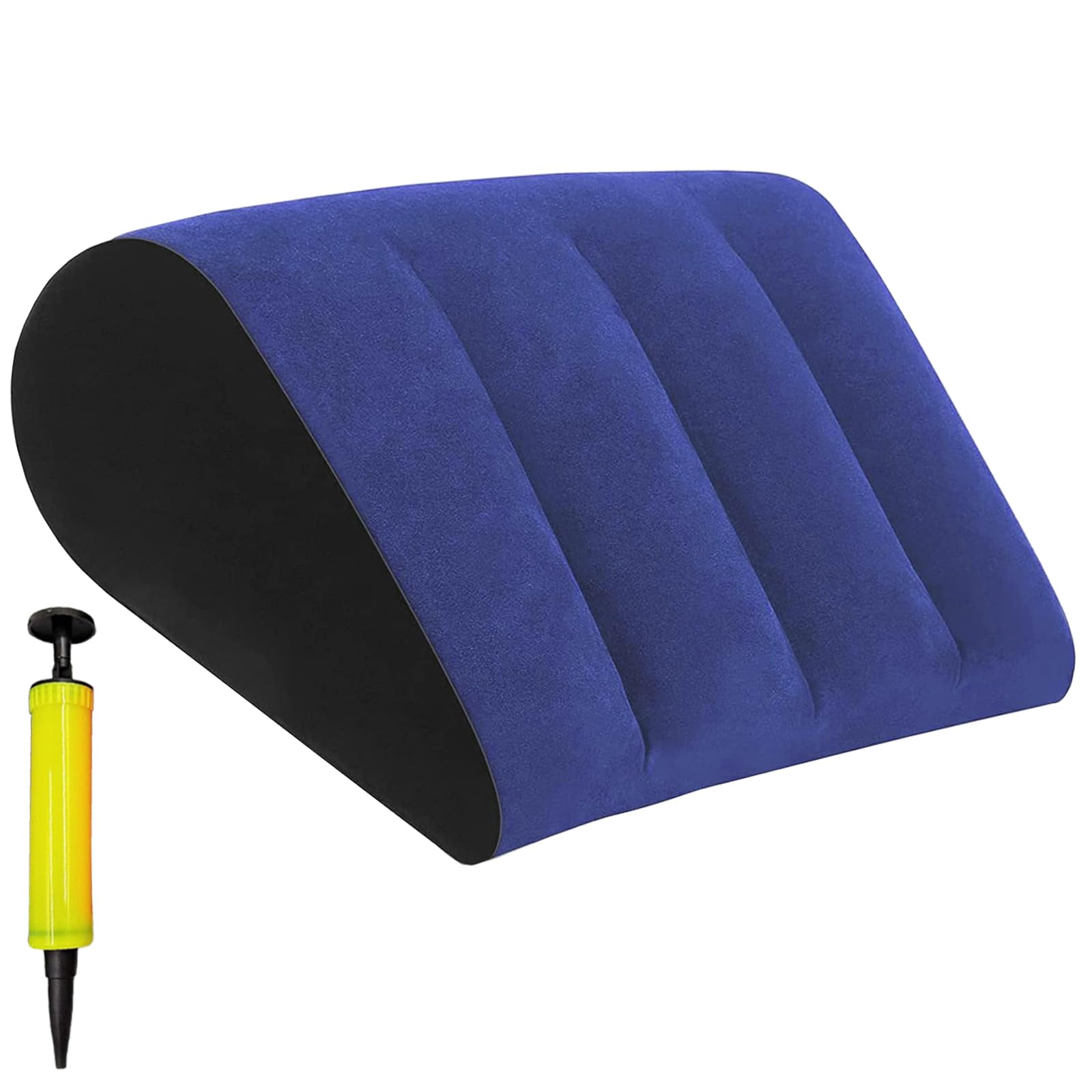 Cuscino Triangolare Viaggio Cuscino Gonfiabile Semplice Design Robusto Ideale per Sedersi e Sdraiarsi Posturale Ginocchia per Adulti Coppie Donne Incinte Viaggiatori Campeggiatori（Blu）