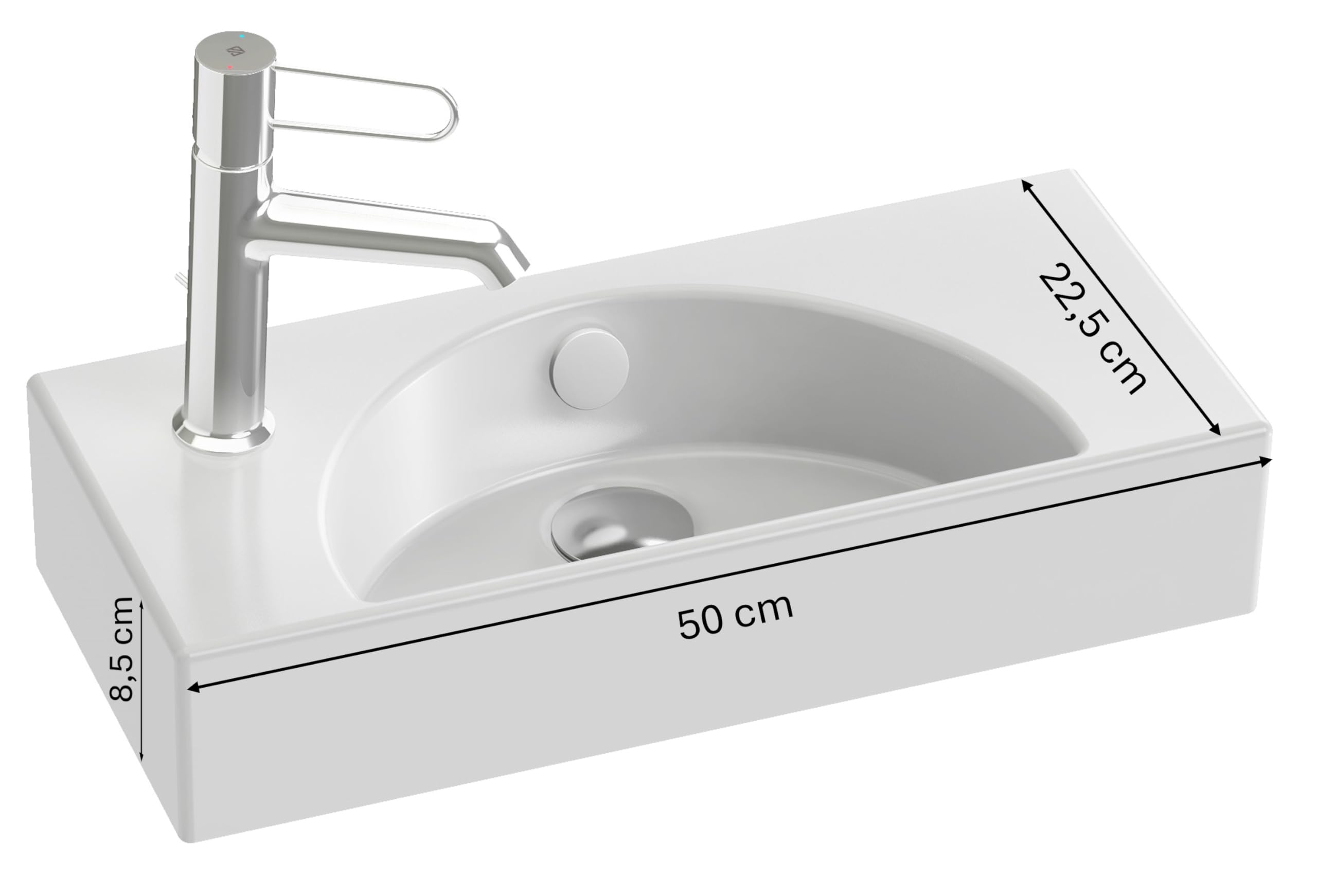 Lavabo in ceramica 50 cm JACOB DELAFON Foro per rubinetteria a sinistra Facile pulizia e manutenzione ODÉON RIVE GAUCHE EGO112-55-00