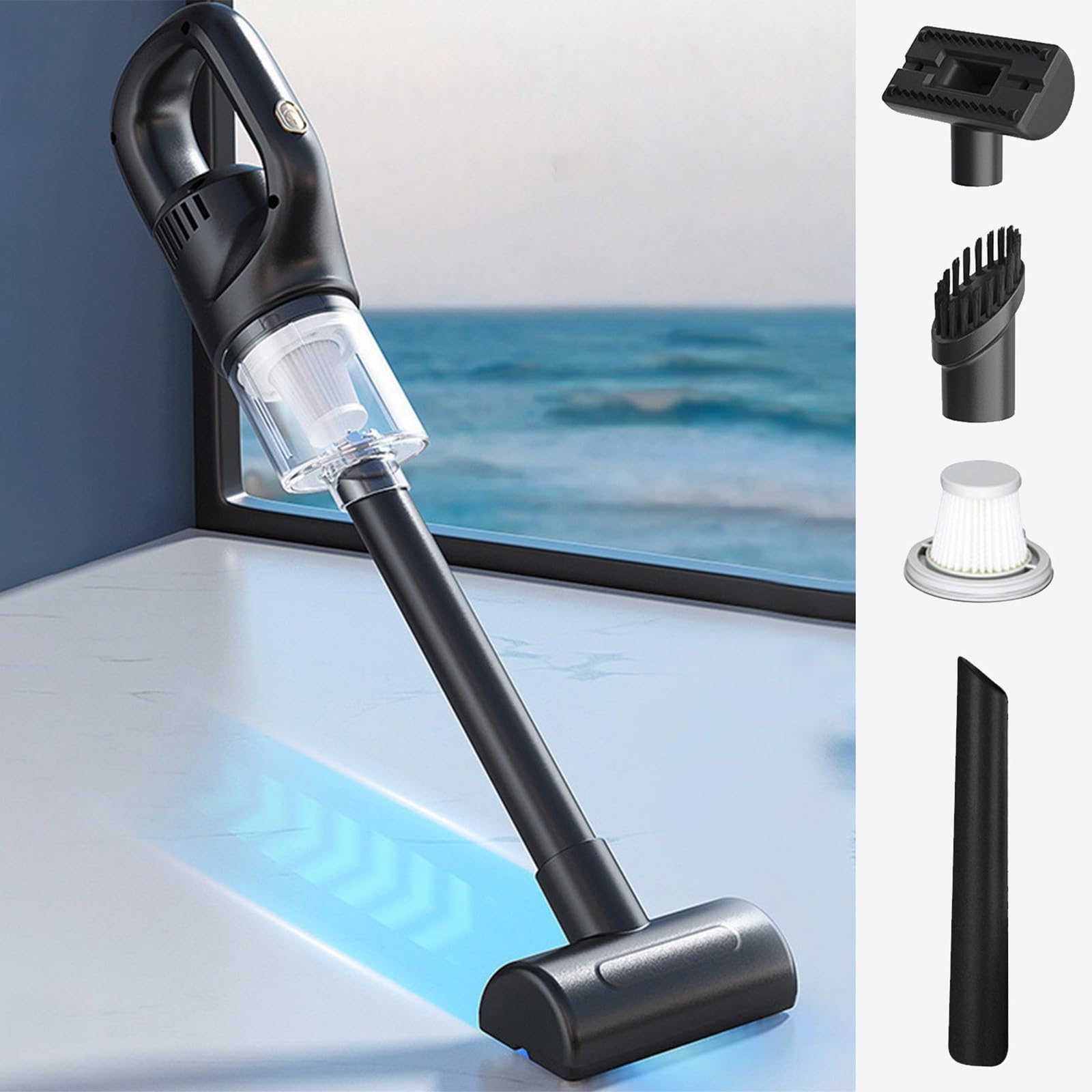 Lovskoo Car Vacuum Cleaner Carpet and Floor Handheld Stick Vacuum with 45 Mins Long Runtime, Wet and Dry, Deep Filtration Hardwood Floor Vacuum