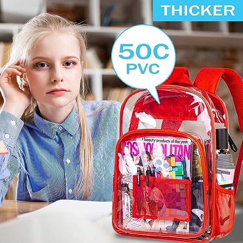 Image of AGSDON Clear Backpack, Heavy Duty Transparent Bookbag, See Through PVC Backpacks for Women Men