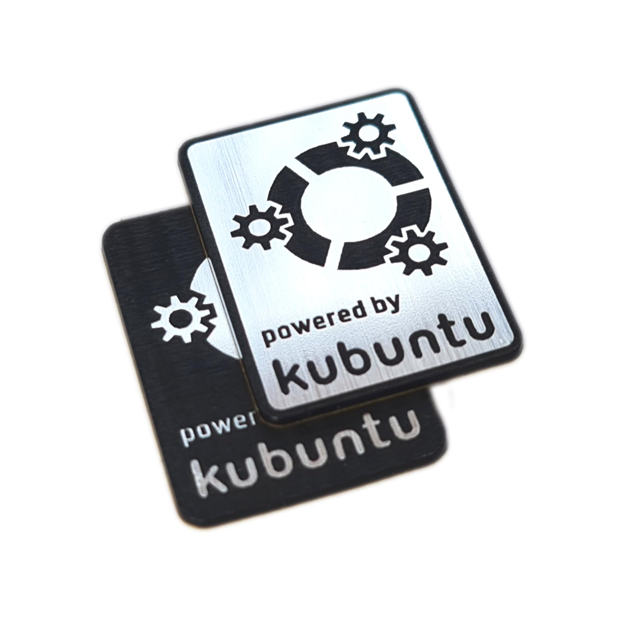 Linux Silver + Black Kubuntu Sticker Set (Two Pieces) - Chrome Reflective Series