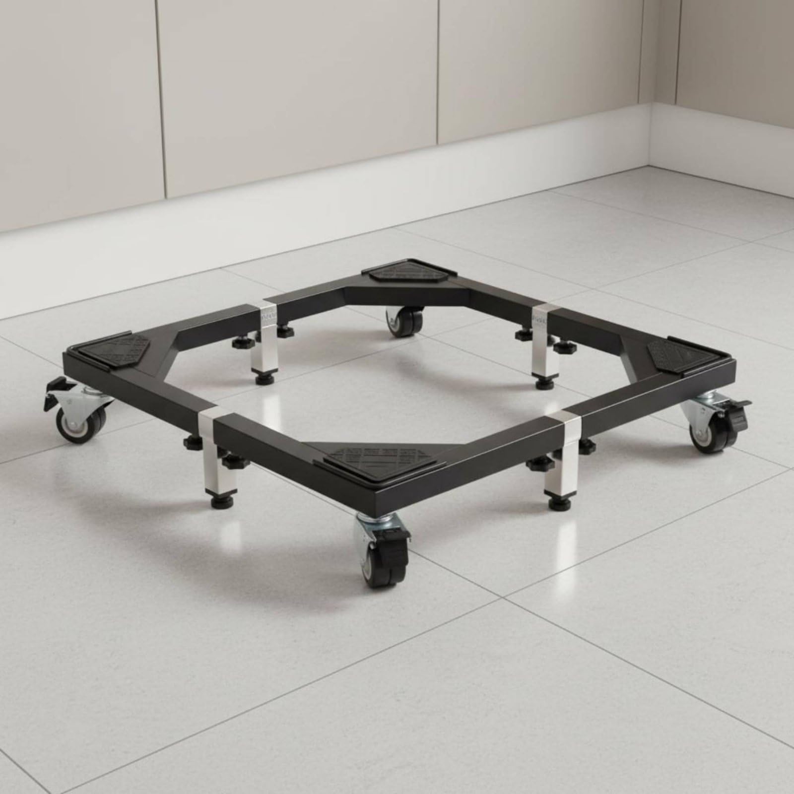 para Electrodomésticos Carrito Ajustable Base de Acero Estructura Elevada con Ruedas Multiusos Adecuado para Uso Doméstico Ventilación Organización Cocina, Plata
